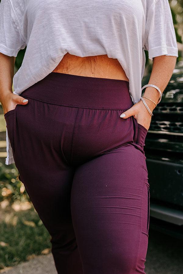 Ivy League Style High Waist Butter Soft Joggers In Royal Plum Curves Product Image