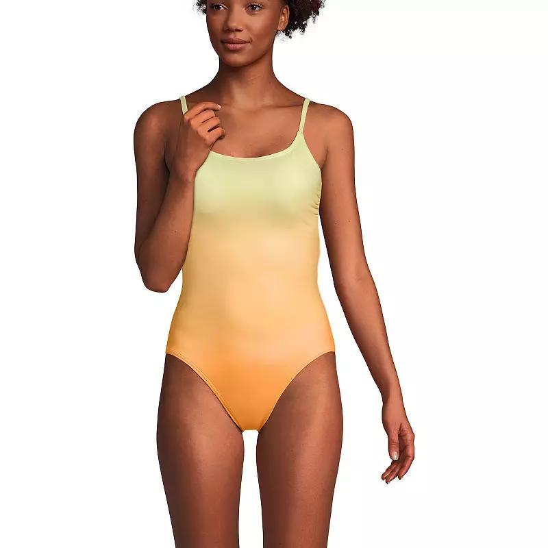 Women's Lands' End Thin Strap One-Piece Swimsuit, Size: 14, Mint Orange Ombre Product Image