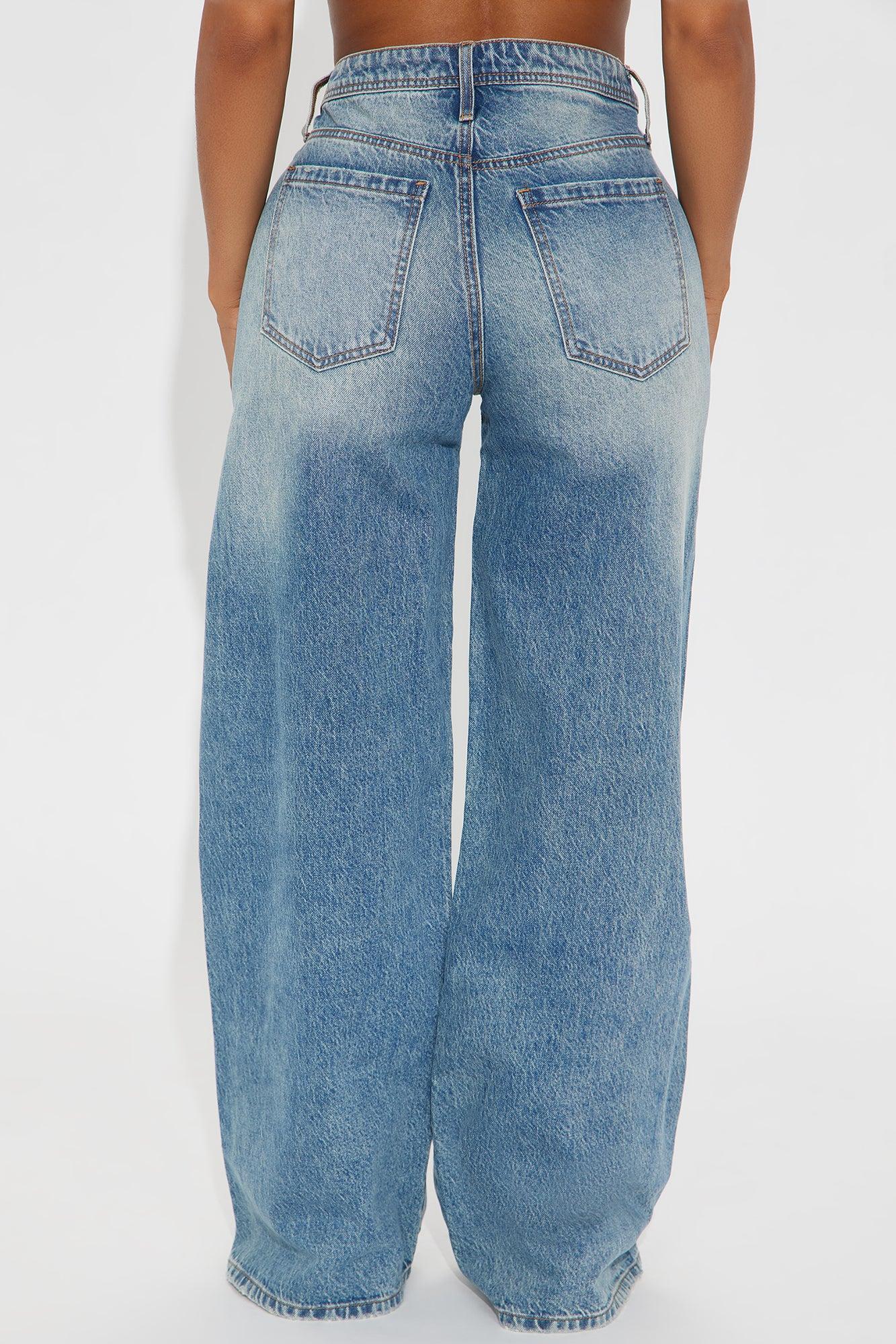 Bae Relaxed Low Waist Wide Leg Jeans - Medium Wash Product Image