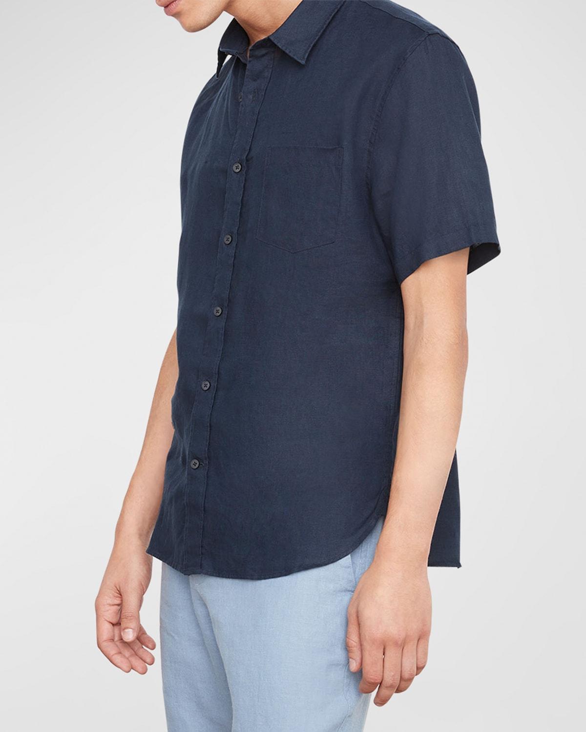 Mens Linen Short-Sleeve Button-Up Shirt Product Image