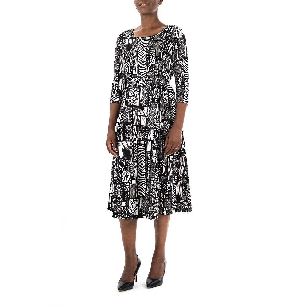 Women's Nina Leonard Sylvia Print Midi Dress, Size: Large, Dusty Pink Floral Product Image