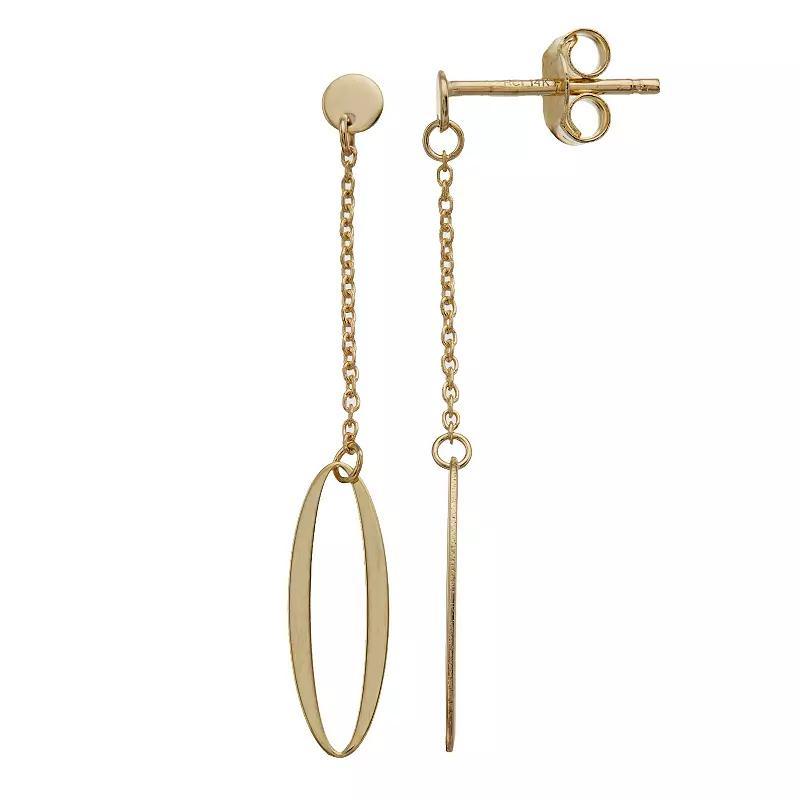 14k Gold Oval Drop Earrings, Women's Product Image