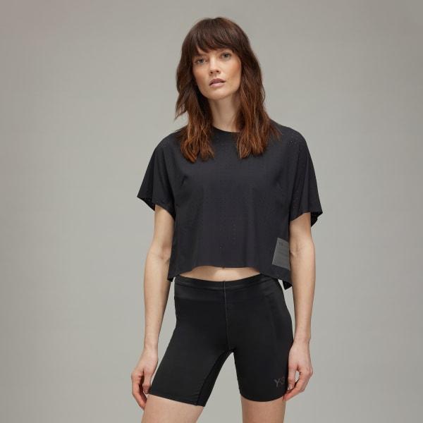 adidas Y-3 Running Short Sleeve Tee Black 2XS Womens Product Image