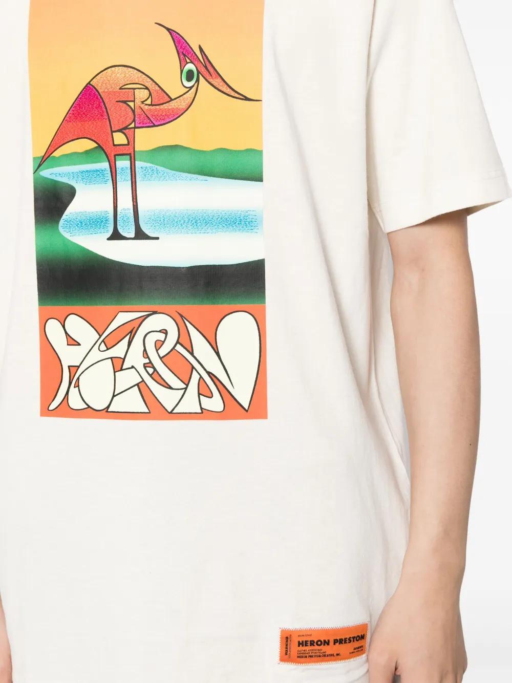 abstract heron-print T-shirt Product Image
