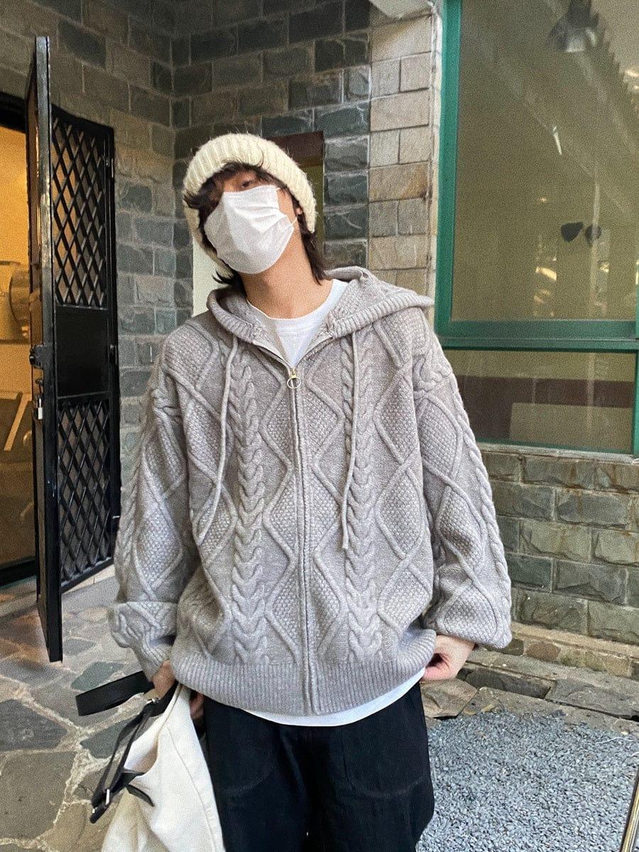 No. 3557 TWIST KNITTED ZIP-UP HOODIE Product Image