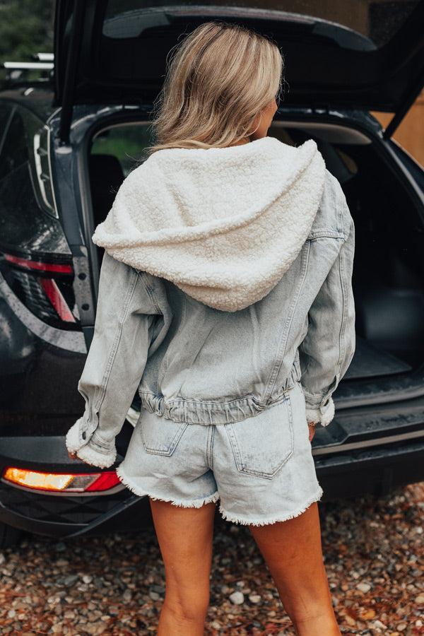 Layer Lover Sherpa Denim Jacket in Light Wash Product Image