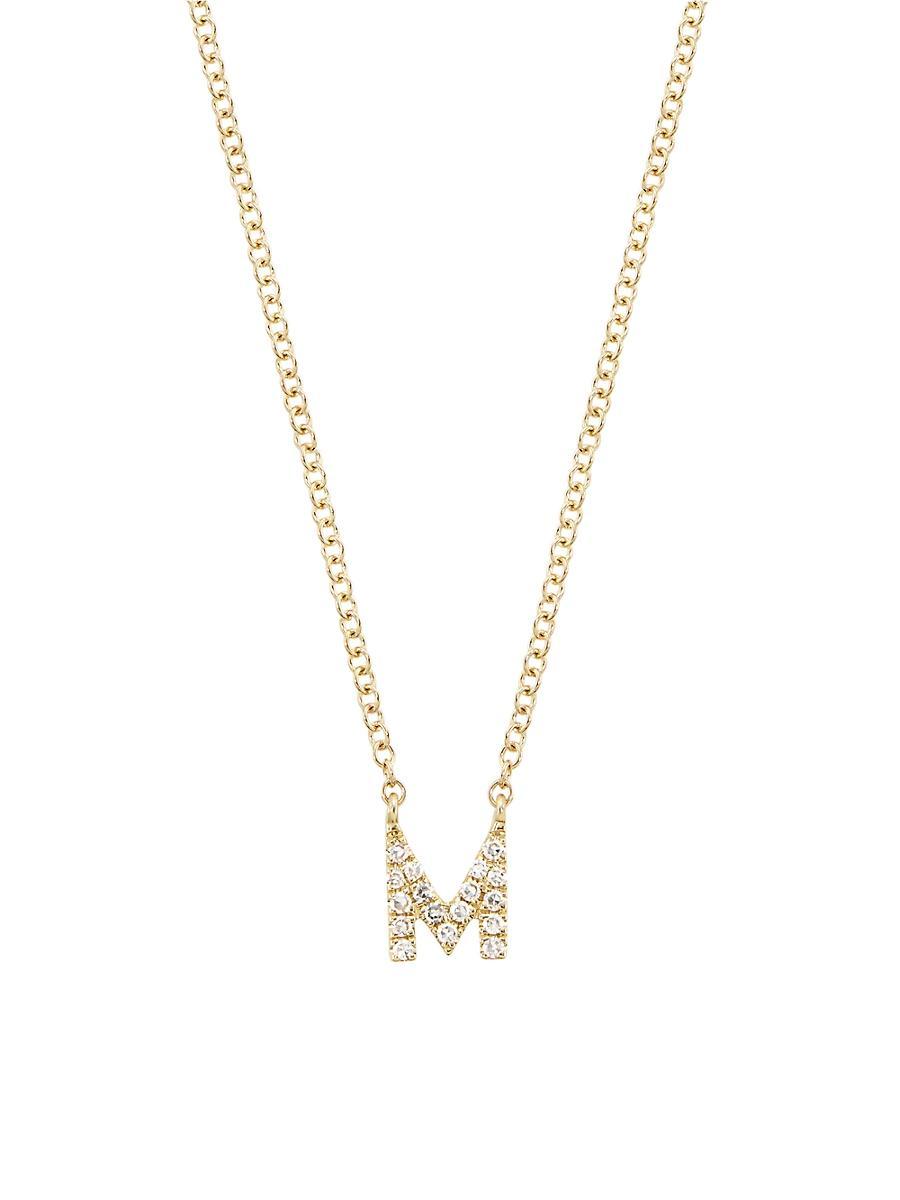 Womens 14K Yellow Gold & 0.03 TCW Diamond Initial Pendant Necklace Product Image