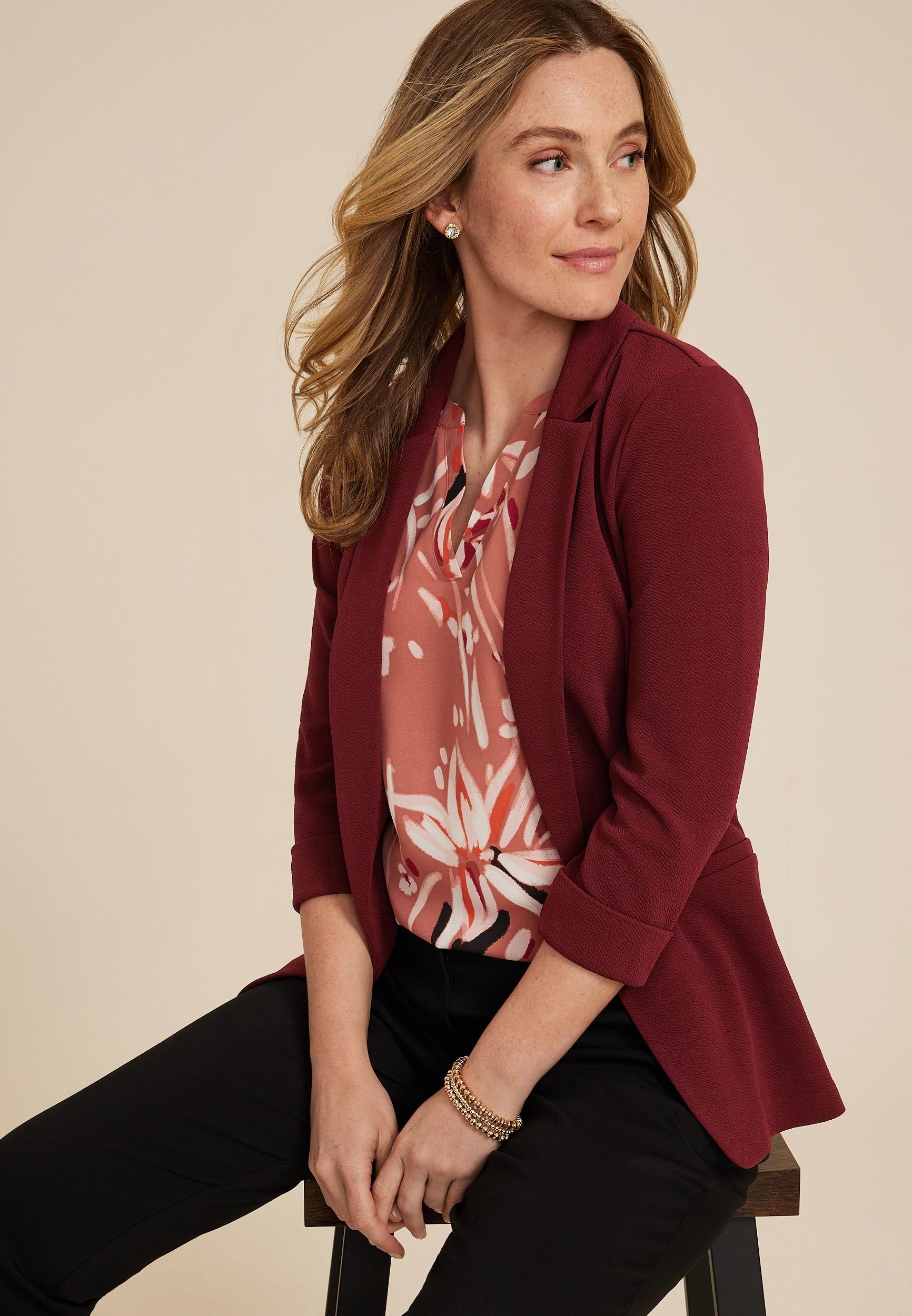 Maurices Womens Blazer Versa Open Front Brown Size Large Product Image