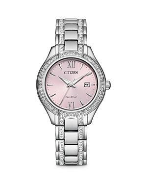 Citizen Womens Crystal-Accent Stainless Steel Bracelet Watch, 30mm Product Image