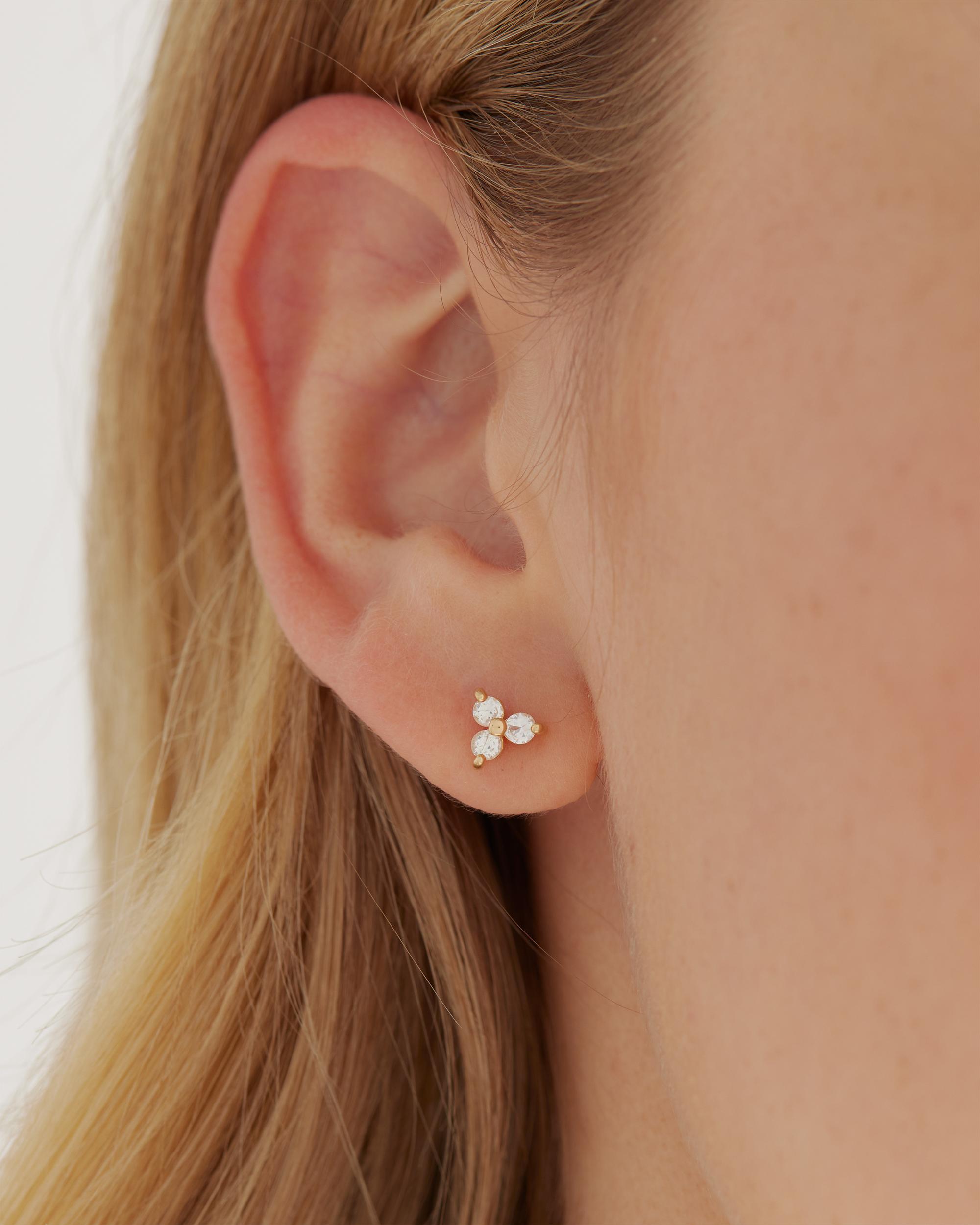 Womens Small Bezel Evil Eye 14K Yellow Gold & Diamond Single Stud Earring Product Image