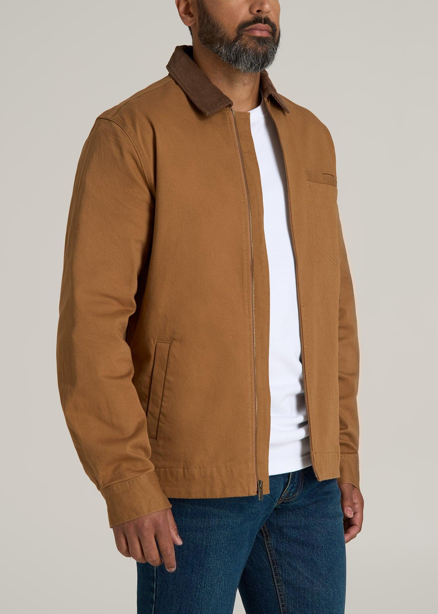 LJ&S Twill Shop Jacket for Tall Men in Dusty Brown Product Image
