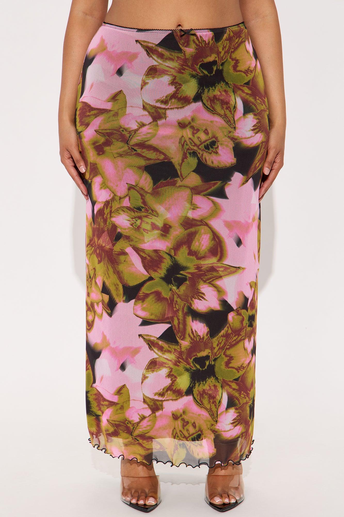 Work Of Art Abstract Mesh Maxi  Skirt - Purple/combo Product Image