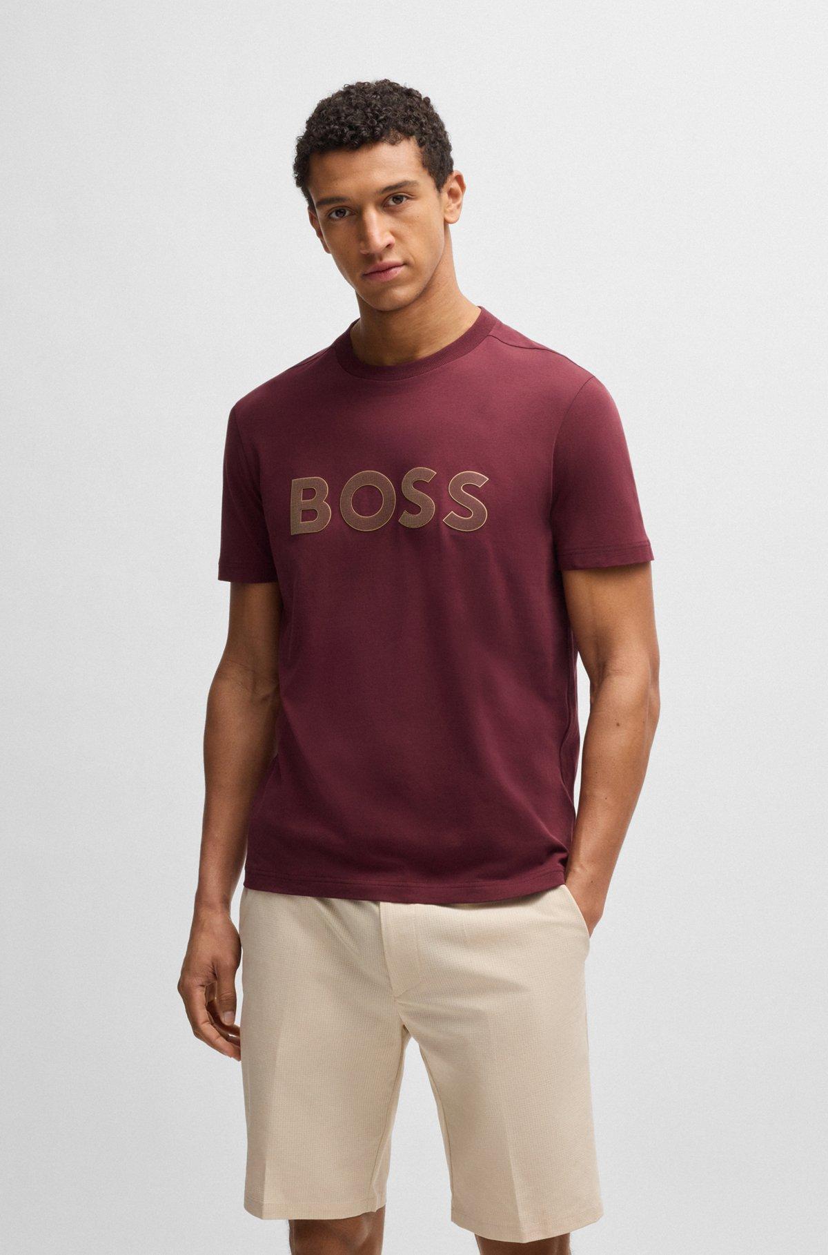 Stretch-cotton T-shirt with large logo Product Image
