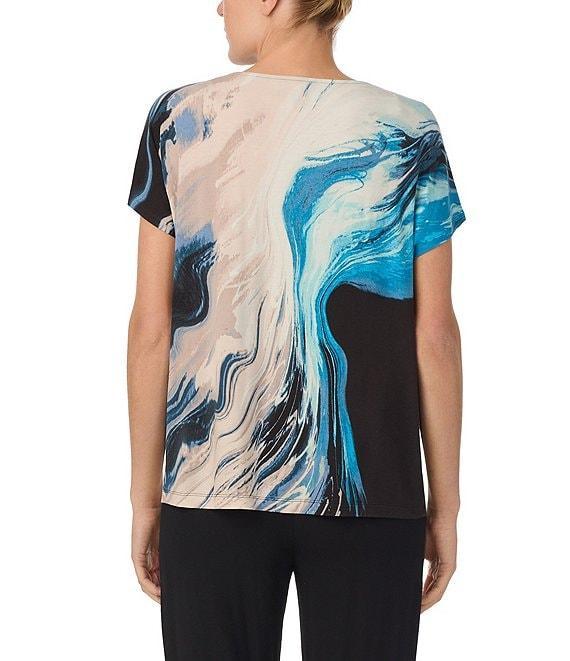 Donna Karan Printed Short Sleeve Boat Neck Sleep Top Product Image