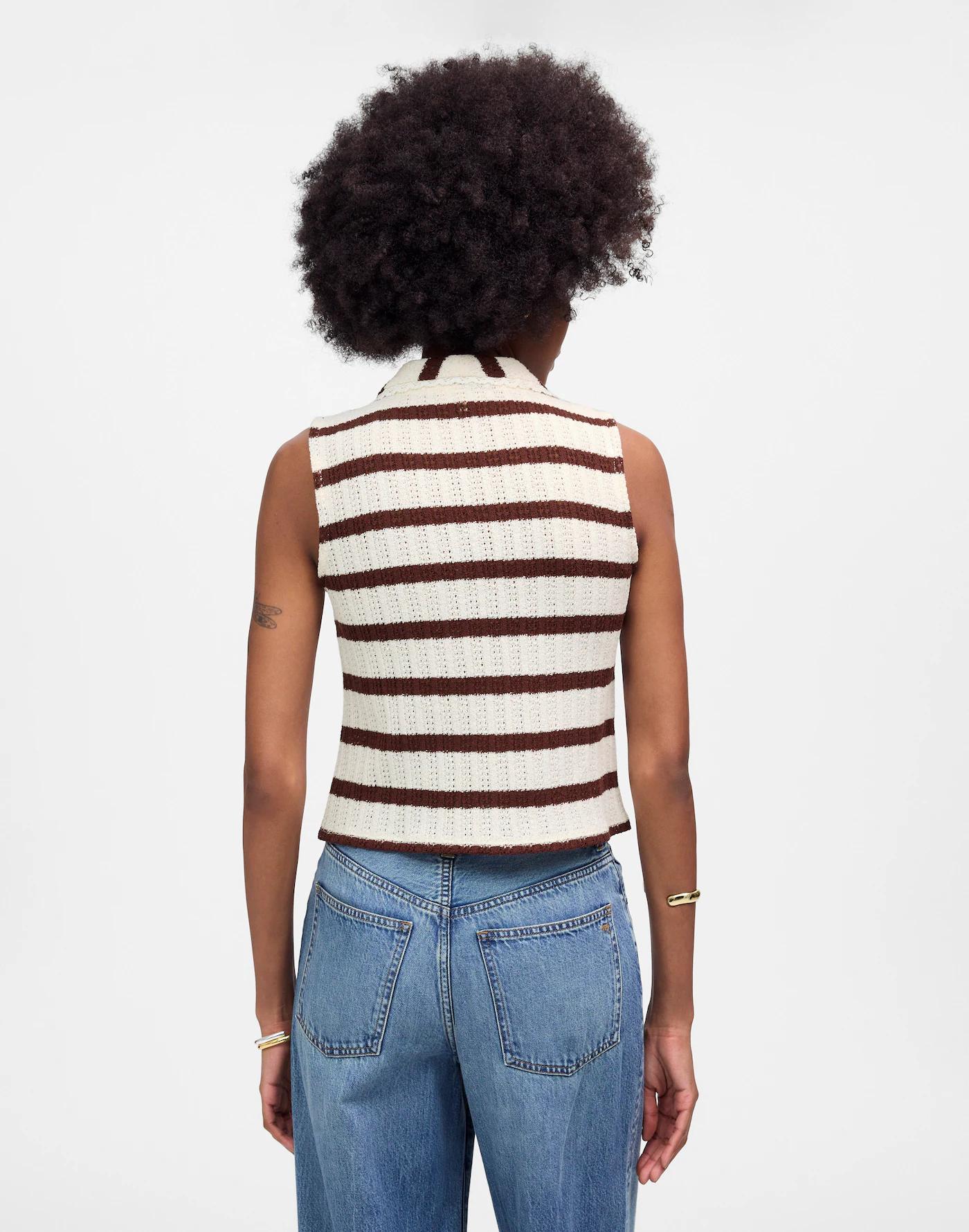 Crochet-Knit V-Neck Sweater Vest Product Image