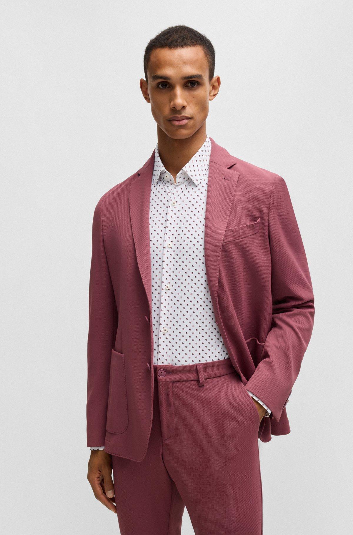 Slim-fit shirt in geometric-print performance-stretch jersey Product Image