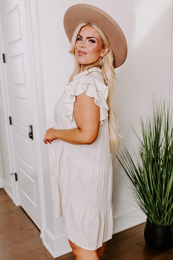Newsworthy Style Linen-Blend Babydoll Dress In Stone Curves Product Image