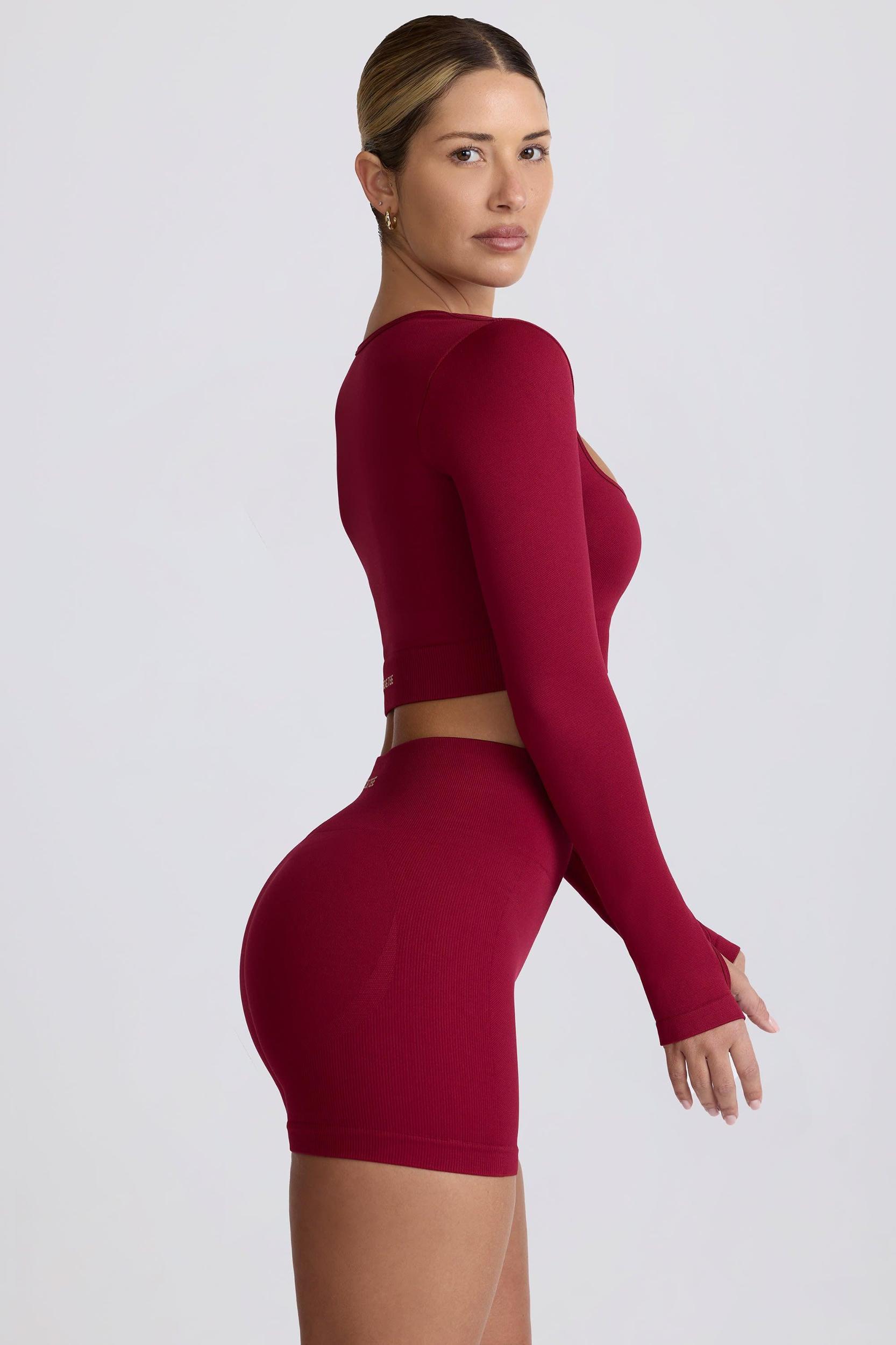 Super Sculpt Seamless High-Waist Mini Shorts in Burgundy Product Image