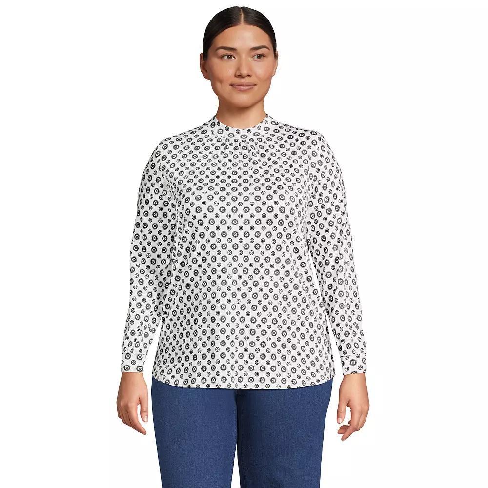 Plus Size Lands' End Gathered Mockneck Top, Women's, Size: 2XL, Ivory Encircle Geo Product Image