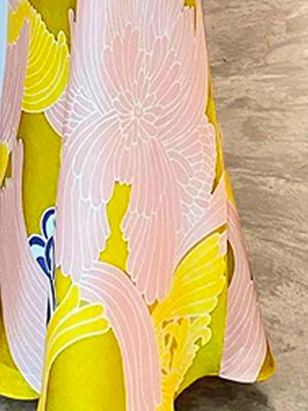 High Waisted Loose Flower Print Skirts Bottoms Product Image
