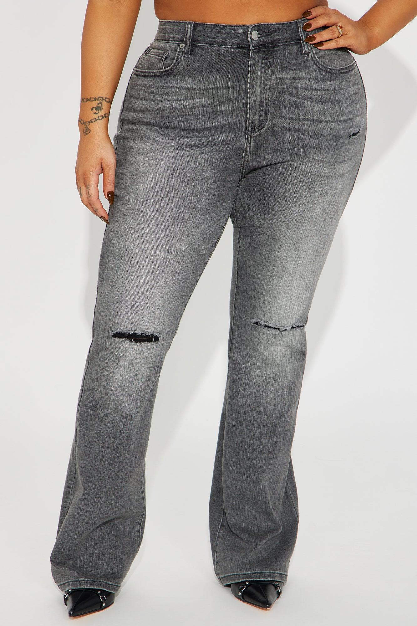 Pleasure Seeker Soft Stretch Flare Jeans - Grey Product Image