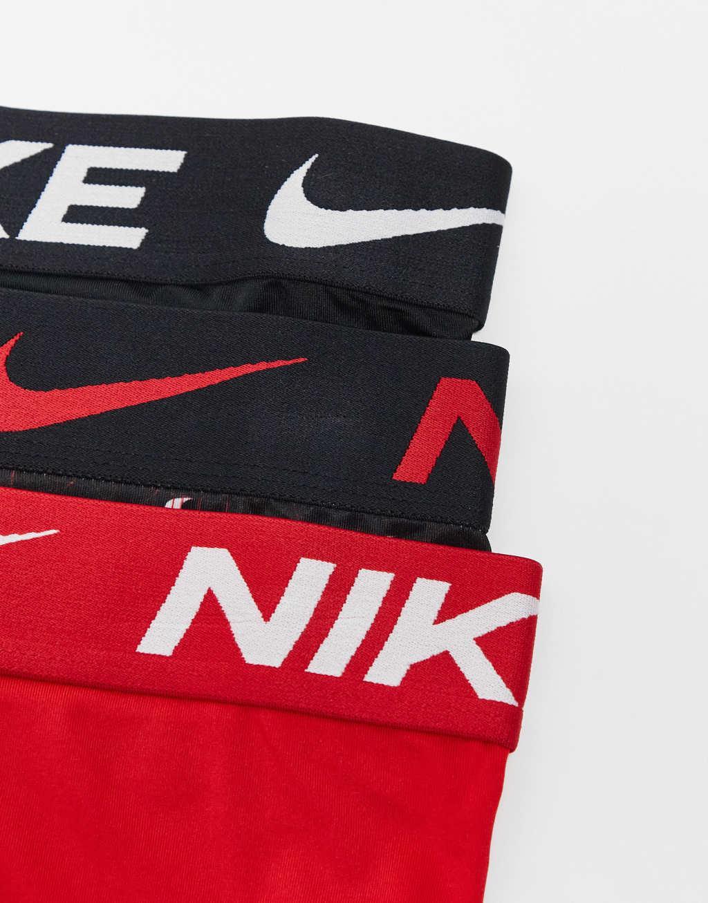 Nike Essential Microfiber 3 pack trunk in swoosh print/black/red Product Image