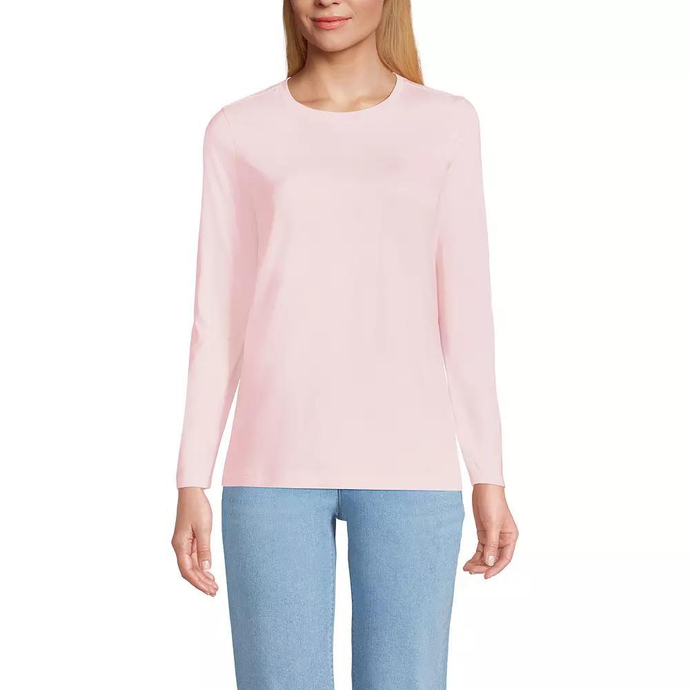 Petite Lands' End Relaxed-Fit Supima Long Sleeve Cotton Crewneck Tee, Women's, Size: XS Petite, Black Product Image