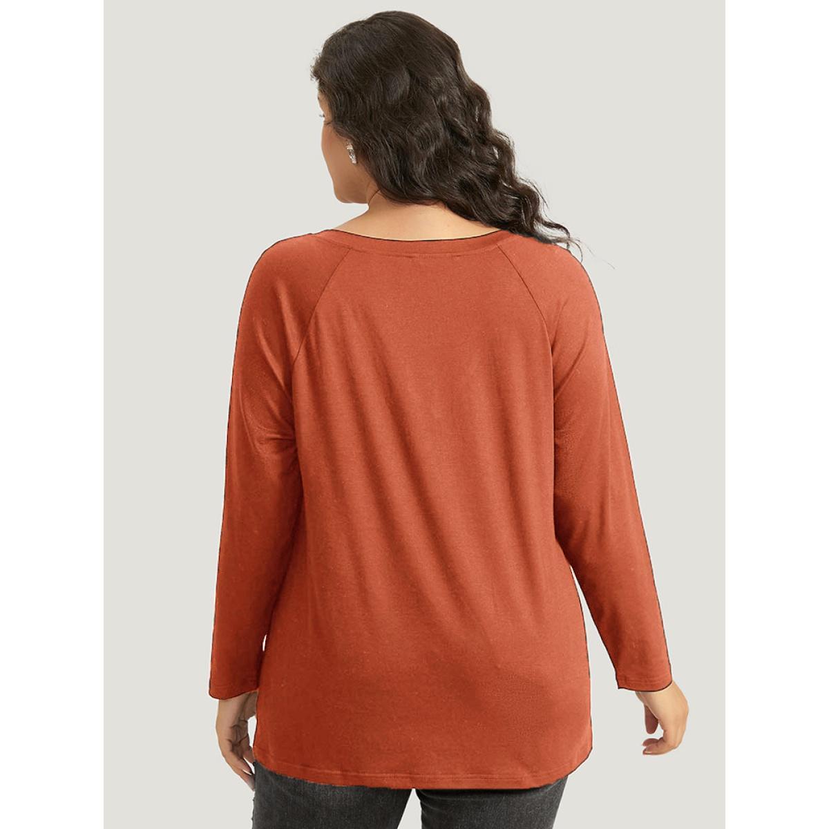 Plus Size Halloween Skull Print Long Sleeve T-shirt Chocolate Women Casual Printed Halloween Festival-Halloween T-shirts BloomChic 12/L Product Image