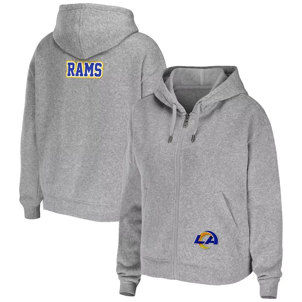 Women's WEAR by Erin Andrews Heathered Gray Los Angeles Rams Team Full-Zip Hoodie, Size: XL, Grey Product Image