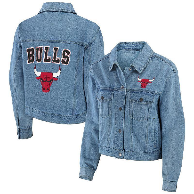 Women's WEAR by Erin Andrews Chicago Bulls Full-Snap Denim Jacket, Size: XL, Turquoise A Product Image