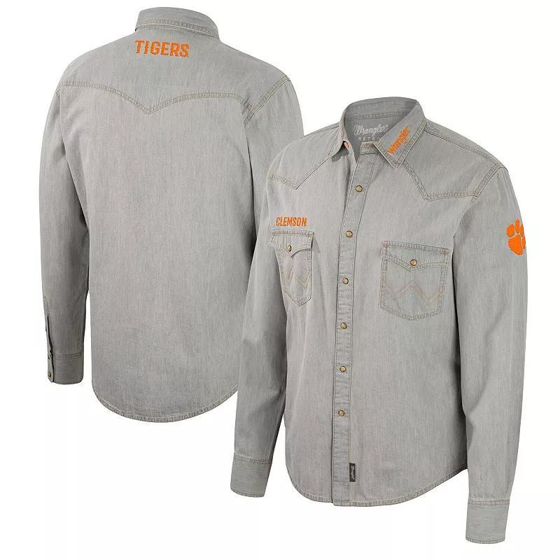 Men's Colosseum x Wrangler Gray Florida Gators Cowboy Cut Western Full-Snap Long Sleeve Shirt, Size: XL, Grey Product Image