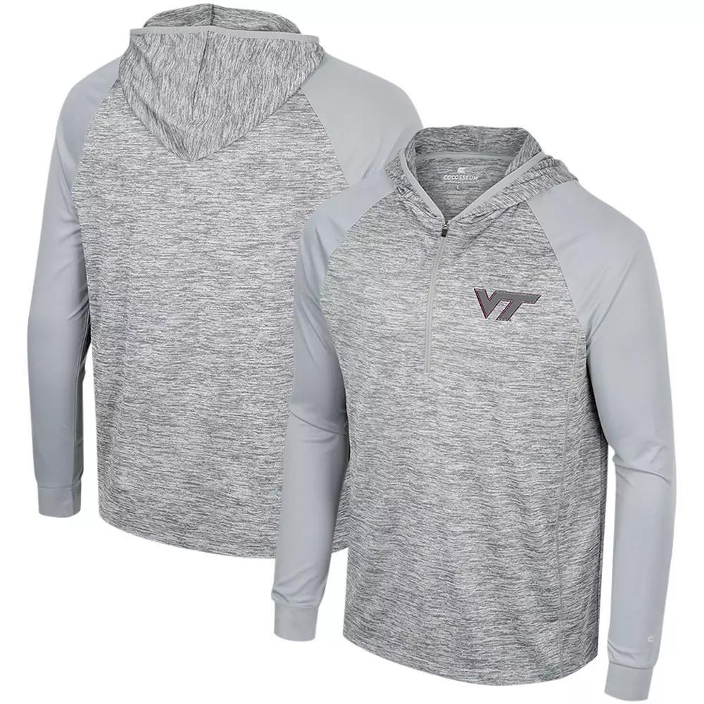 Men's Colosseum Gray Virginia Tech Hokies Cybernetic Raglan Quarter-Zip Hooded Top, Size: 2XL, Grey Product Image