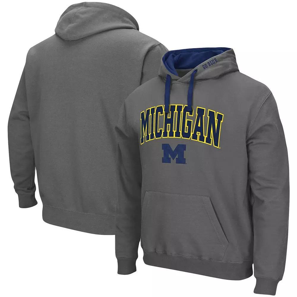 Men's Colosseum Charcoal Michigan Wolverines Big & Tall Arch & Logo 2.0 Pullover Hoodie, Size: 6XB Product Image