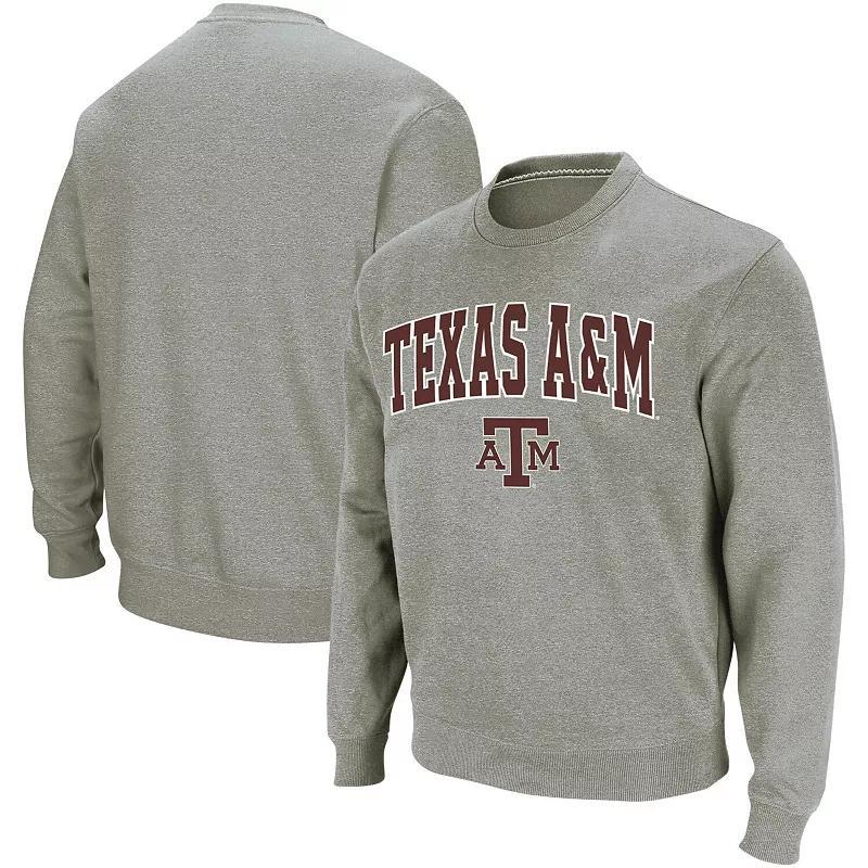 Mens Colosseum Heather Gray Texas A&M Aggies Arch & Logo Crew Neck Sweatshirt Product Image