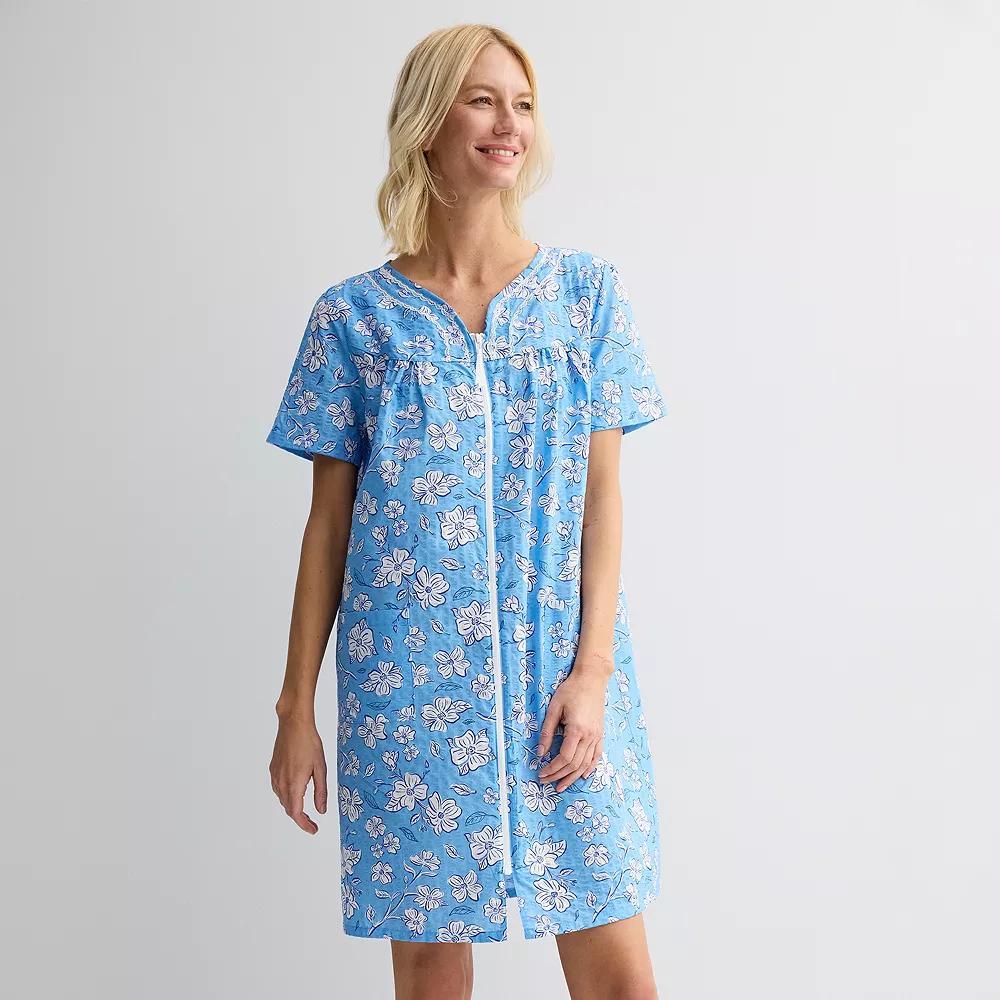 Womens Croft & Barrow Woven Zip Short Robe Product Image
