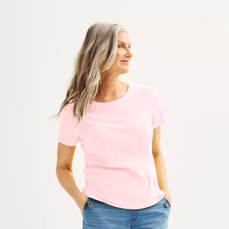 Women's Croft & Barrow® Essential Crewneck Tee, Size: XXL, Blue Product Image