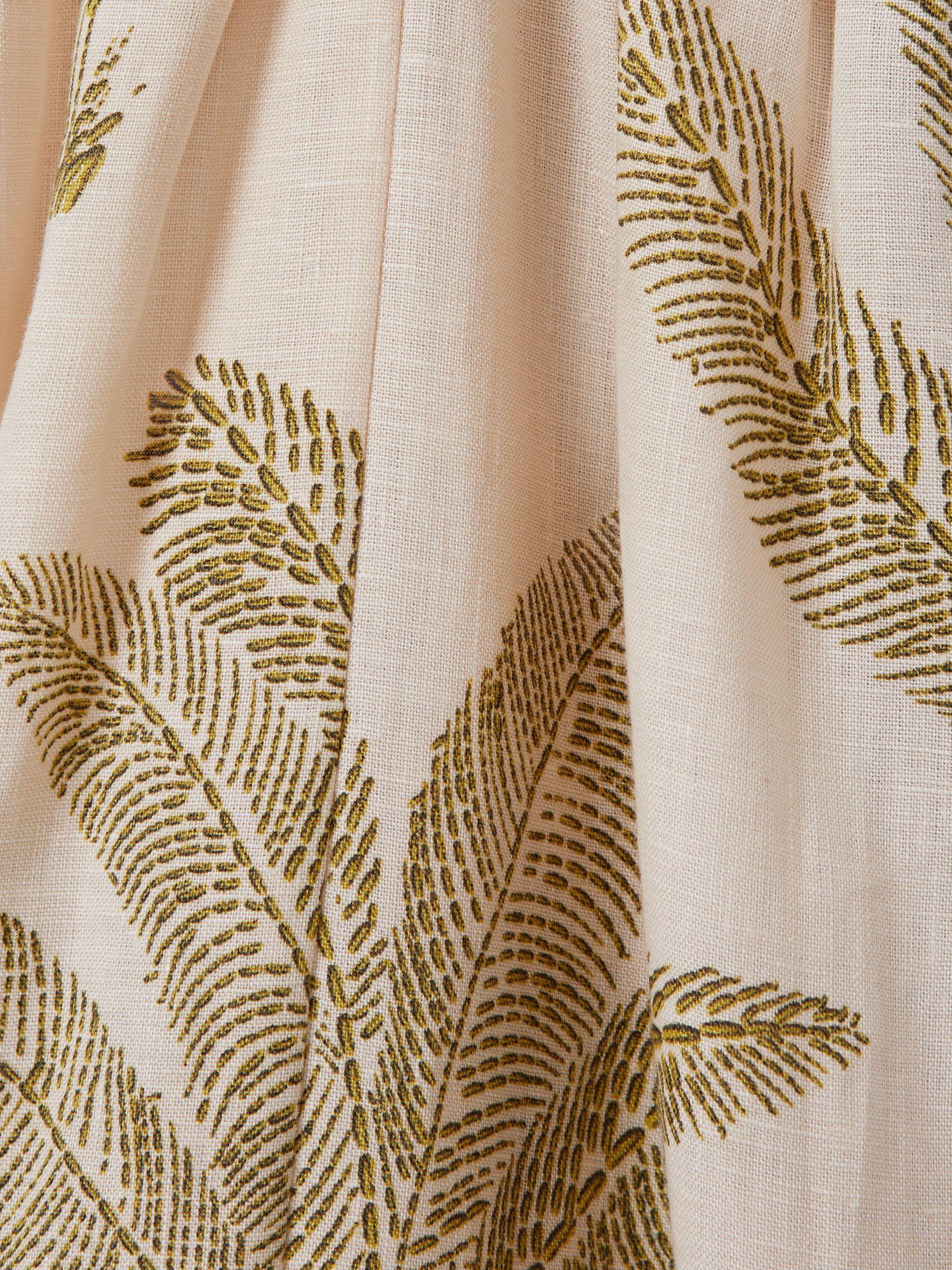 100% Linen Tropical Print Midi Dress in Neutral/Green Product Image