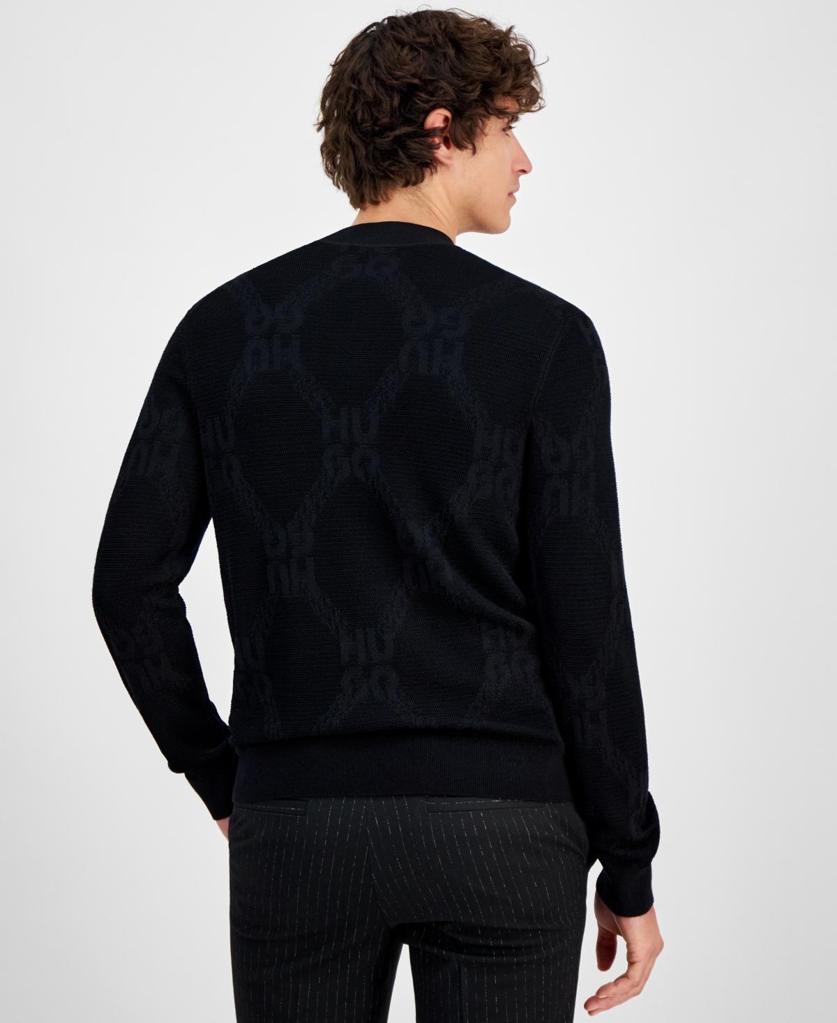 HUGO BOSS Hugo By  Men's Sylor Textured Logo Sweater In Black Product Image