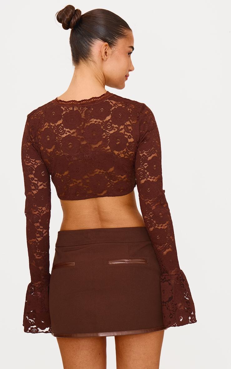  Chocolate Lace Extreme Crop Long Sleeved Top Product Image