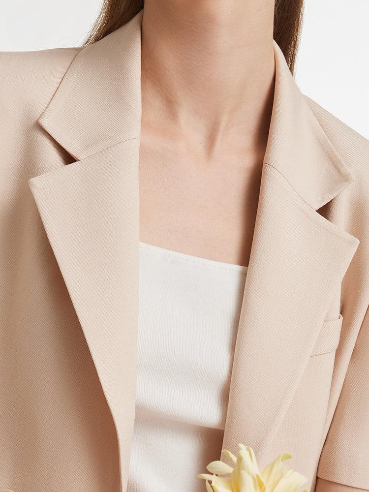 Acetate Short Sleeves Women Crop Blazer Product Image