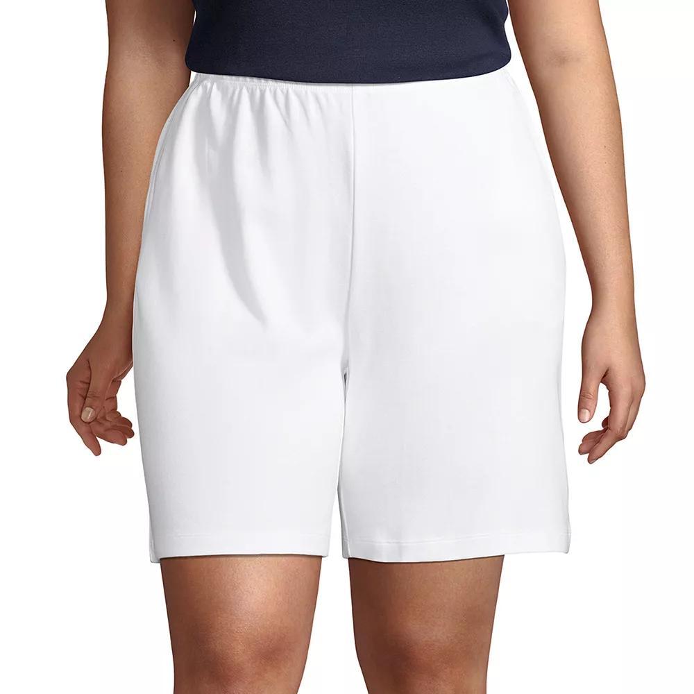 Plus Size Lands' End Sport Knit Pull-On Shorts, Women's, Size: 1XL, White Product Image