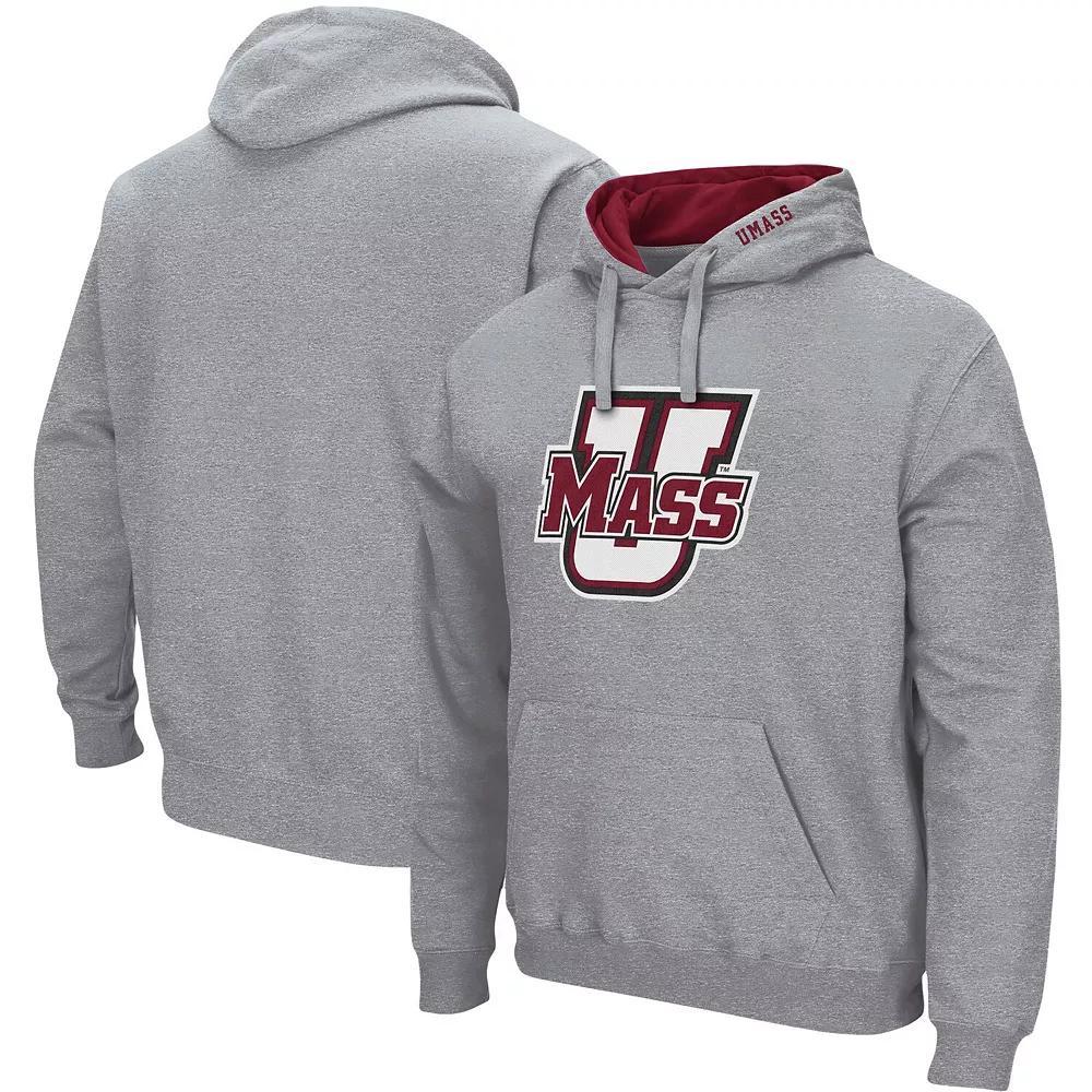 Men's Colosseum Heathered Gray UMass Minutemen Arch and Logo Pullover Hoodie, Size: Large, Nc2 Grey Product Image