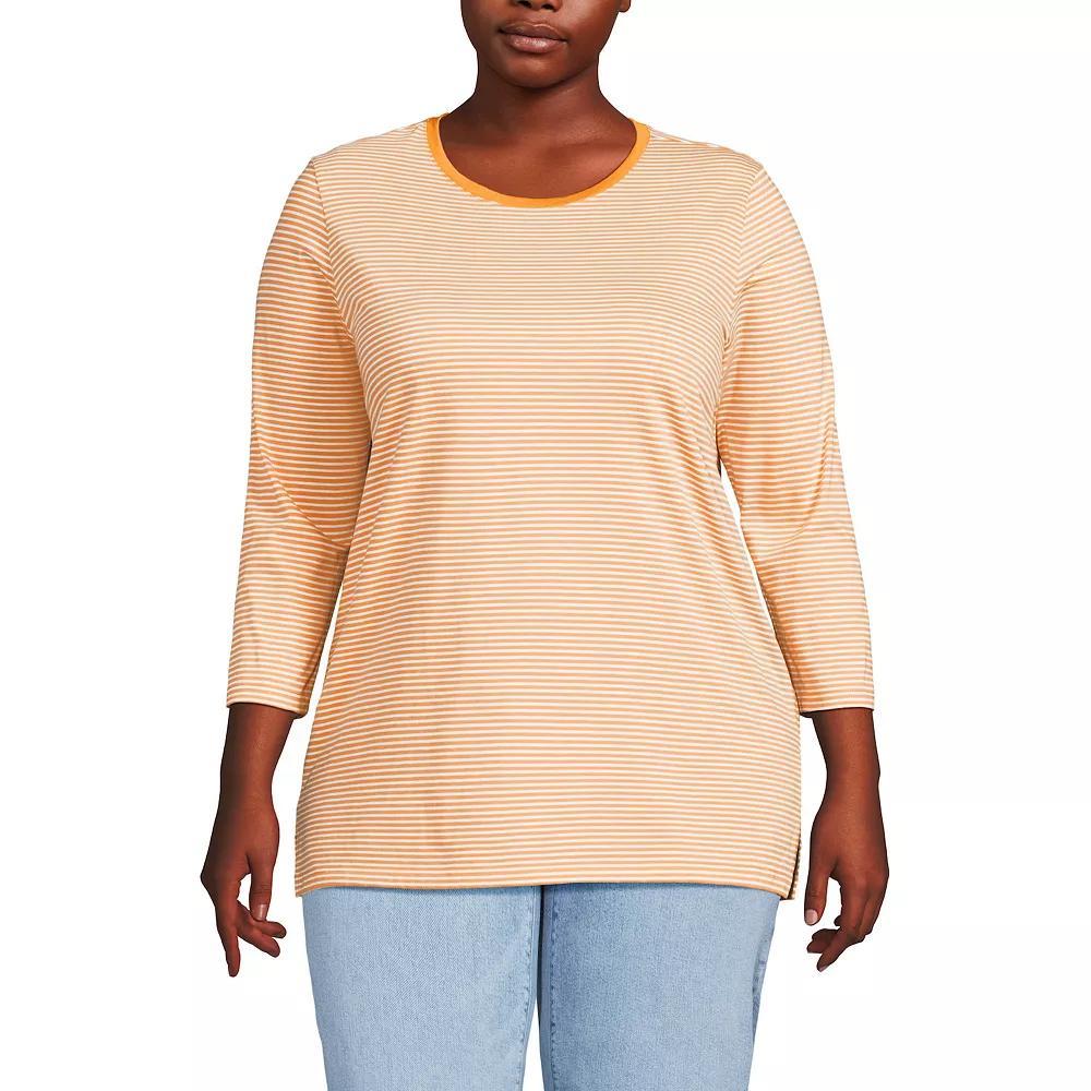 Plus Size Lands' End Supima Cotton Relaxed Fit Crewneck Tunic, Women's, Size: 3XL, Soft Orchid Stripe Product Image