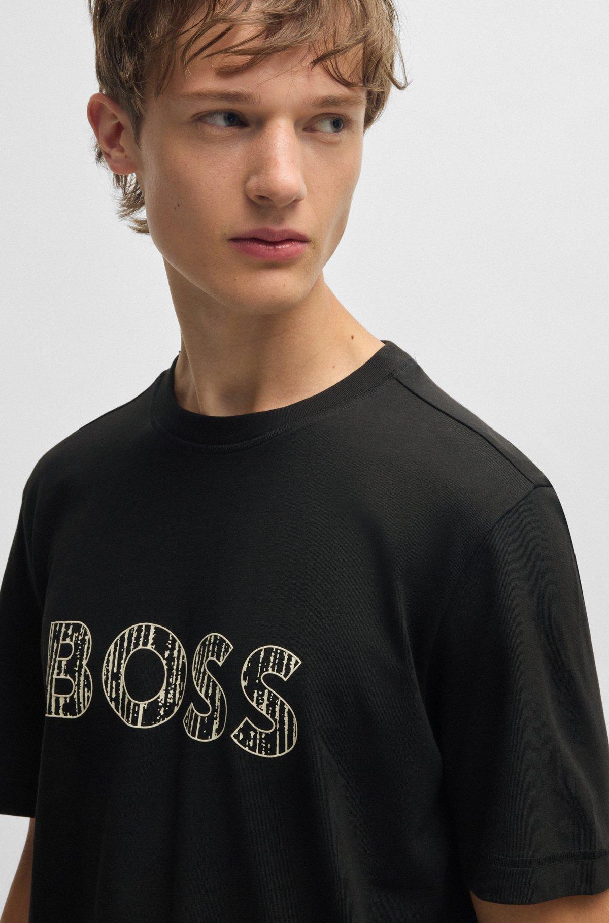 Cotton-jersey slim-fit T-shirt with logo print Product Image