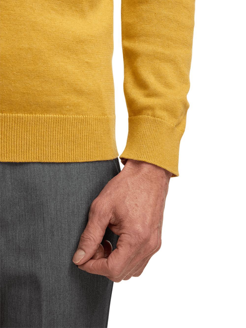 Supima Cotton Four Button Mock Neck Sweater - Mustard Product Image