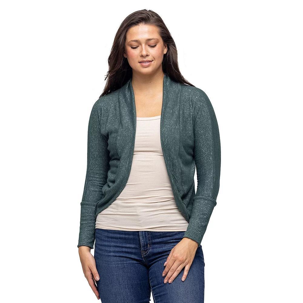 Women's 24Seven Comfort Apparel Curved Hem Open Front Bolero Shrug, Size: 1XL, Black Product Image