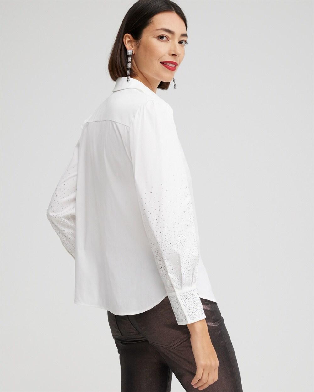 Poplin Embellished Sleeve Shirt Product Image