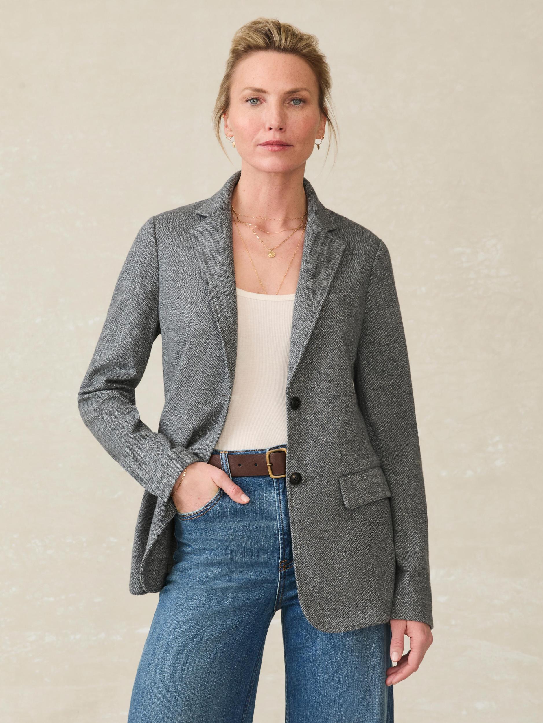 Inlet Knit Tweed Blazer - Steel Rock Herringbone Female Product Image
