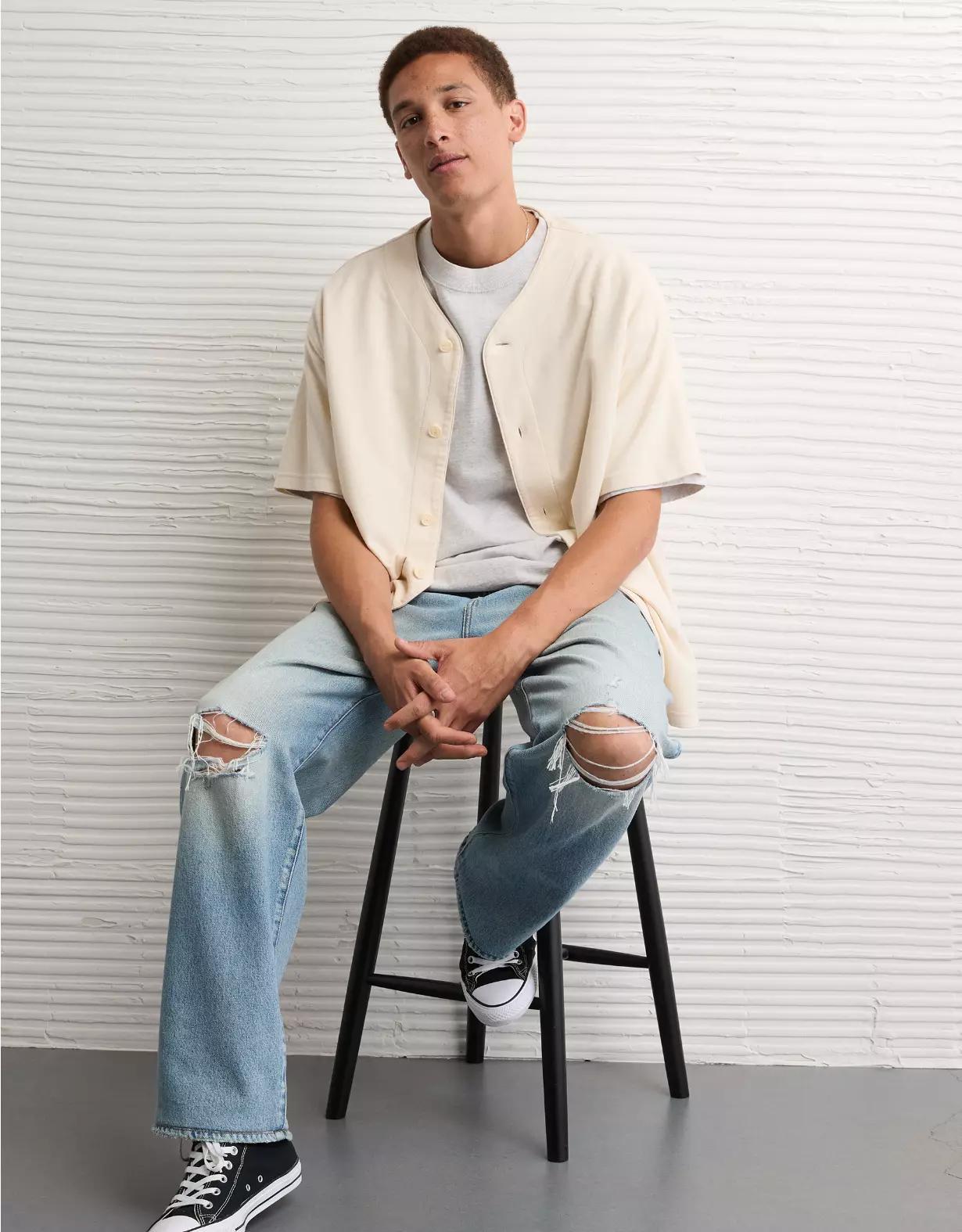 AE Button-Up Baseball T-Shirt Product Image