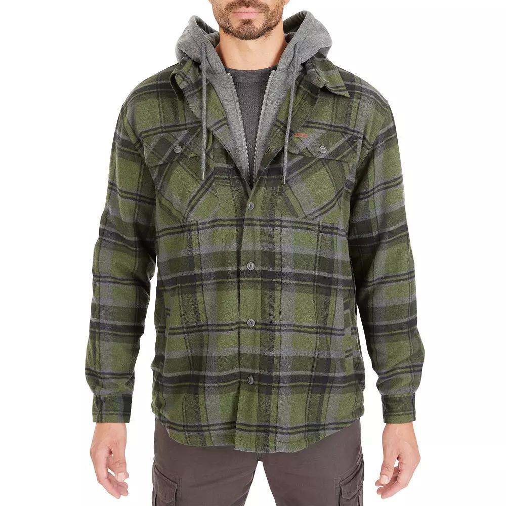 Big & Tall Smith's Workwear Sherpa-Lined Hooded Flannel Shacket, Men's, Size: 3XB, Blue Product Image